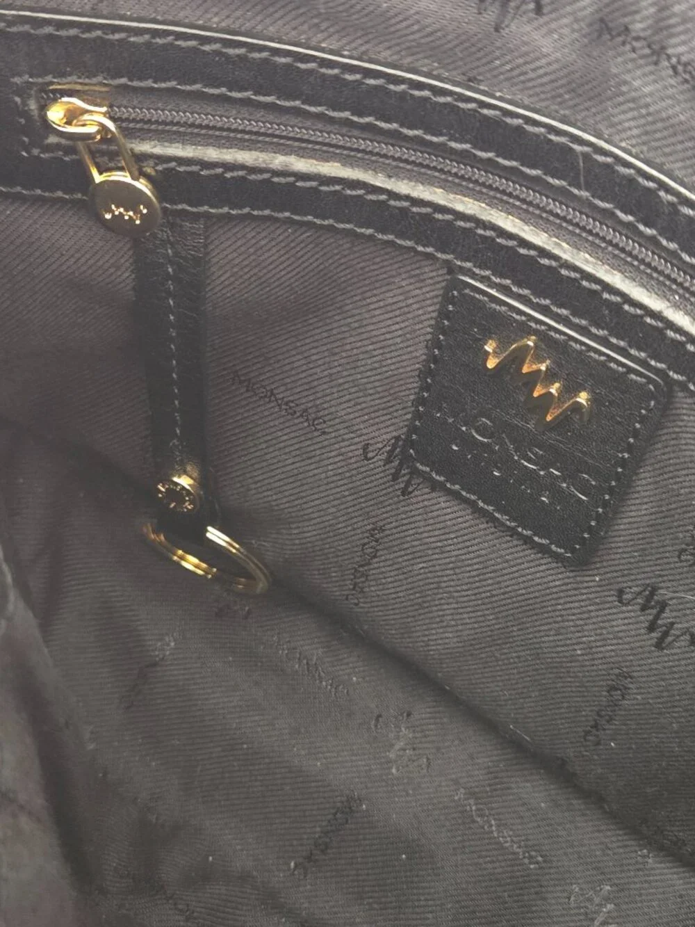 Monsac Black Leather Shoulder Bag – Gold Hardware – Y2K Vintage